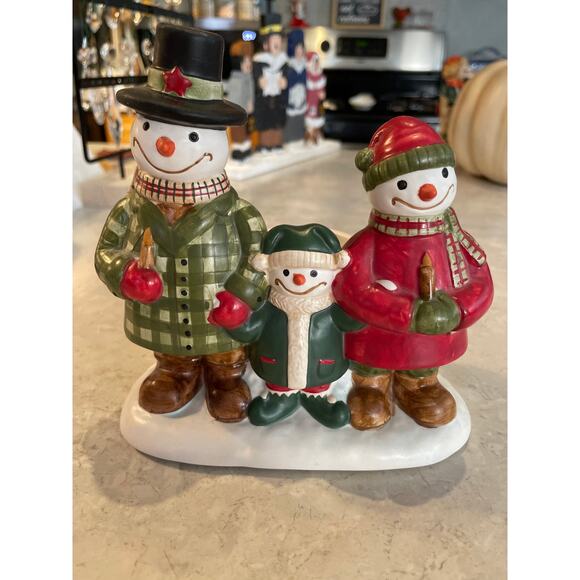 Yankee Candle Jack Frost Snow family Tea Light/toothpick holder Ceramic 6x6x4” - Picture 2 of 6